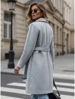 Dámsky jednoradový jesenný kabát SCHERMI svetlo šedý FashionStreet NY0668