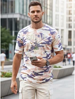 Pánske tričko s vojenskou potlačou béžovej farby FashionStreet NX2005R