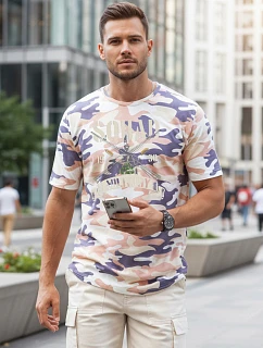 Pánske tričko s vojenskou potlačou béžovej farby FashionStreet NX2005R