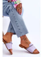 Eleganckie Klapki Na Płaskim Obcasie Fioletowe Termen