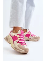 Snekersy Damskie Na Grubej Podeszwie Fuksja Peonema