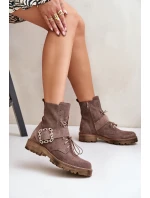 Zazoo 2951 Velúrové topánky s ozdobnou prackou Dark Beige Zazoo 2951 Velúrové topánky s ozdobnou prackou Dark Beige