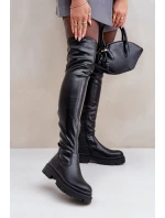 Kozaki Za Kolano Na Płaskim Obcasie Czarne Feliri