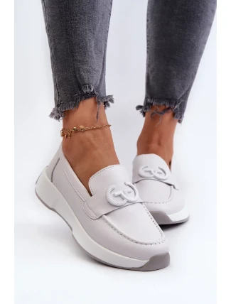 Dámske kožené mokasíny na platforme svetlo šedé S.Barski Dámske kožené mokasíny na platforme svetlo šedé S.Barski