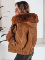 Dámska kožená bunda s kožušinou hnedá FashionStreet TY5129 Dámska kožená bunda s kožušinou hnedá FashionStreet TY5129