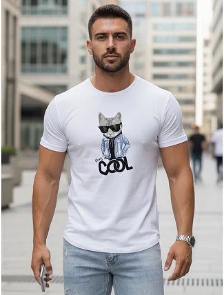 Pánske tričko Stay COOL s potlačou biele FashionStreet NX5018R
