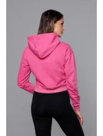 Krátka ružová tepláková mikina s kapucňou (8B939-19) Krátka ružová tepláková mikina s kapucňou (8B939-19)