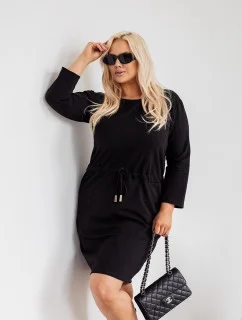 Bavlnené šaty na ramienka čierne (719)