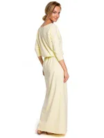 M435 Maxi bavlnené šaty s opaskom na zaväzovanie - čierne M435 Maxi bavlnené šaty s opaskom na zaväzovanie - čierne