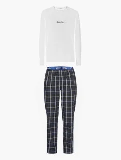 Pánsky pyžamový set - NM2184E 1MT - biela/modrá - Calvin Klein