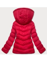 Červená dámska bunda s kapucňou na prechodné obdobie (5M786-270)
