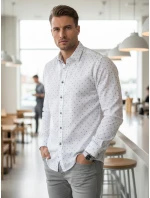 Pánska biela vzorovaná košeľa slim fit FashionStreet DX2700
