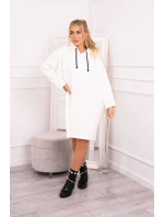 Šaty s kapucňou a bočným rázporkom ecru