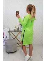 Šaty s kapucňou a potlačou pistácie