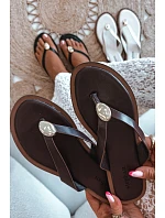 Dámske ploché žabky so zlatými detailmi chocolate Tella