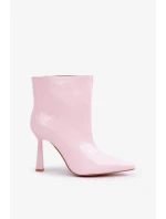 Lakované členkové topánky na špičke Slip-on Light Pink Seliri