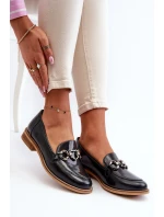 Skórzane Damskie Lakierowane Mokasyny Laura Messi 2760 Granatowe