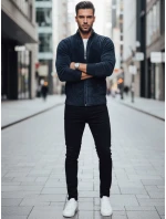 Pánsky tmavomodrý sveter bez zipsu FashionStreet WX2227 Pánsky tmavomodrý sveter bez zipsu FashionStreet WX2227