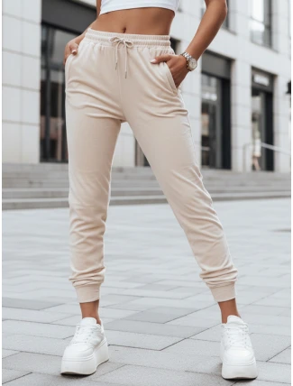 Dámske krémové velúrové tepláky FashionStreet UY2841 Dámske krémové velúrové tepláky FashionStreet UY2841