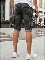 Pánske džínsové cargo šortky s lemom čierne FashionStreet SX2618