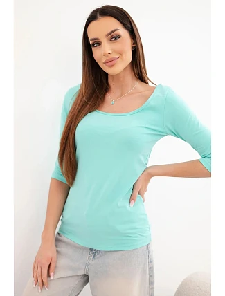 Blúzka s okrúhlym výstrihom mätová Blúzka s okrúhlym výstrihom mätová