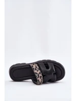Skórzane Klapki Damskie Z Rzepem Panterka Vinceza 66769 Czarne