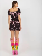 Dámske šaty LK SK 508641.29 Čierne s ružovým vzorom - FPrice
