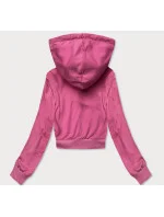 Krátka ružová tepláková mikina s kapucňou (8B939-19) Krátka ružová tepláková mikina s kapucňou (8B939-19)
