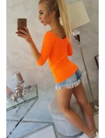Blúzka s okrúhlym výstrihom oranžová neónová