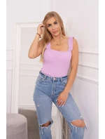 Blúzka bez ramienok s volánikmi vo fialovej farbe Blúzka bez ramienok s volánikmi vo fialovej farbe