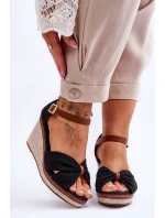 Sandały Damskie Na Koturnie Czarne Daphne