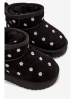 Dětské sněhule s květinami černé Gracina