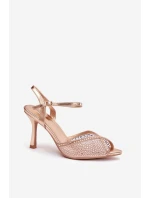 Dámské sandály na podpatku se zdobením šampaňské Peloria
