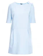 M422 Šaty so spadnutým pásom a mašľou - svetlo modré