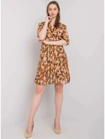Dámske šaty DHJ SK 11332.67P Brown mix farieb - FPrice Dámske šaty DHJ SK 11332.67P Brown mix farieb - FPrice
