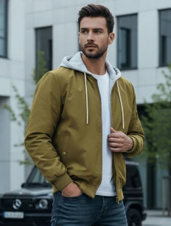 Pánska bunda bomber s kapucňou zelená FashionStreet TX5022