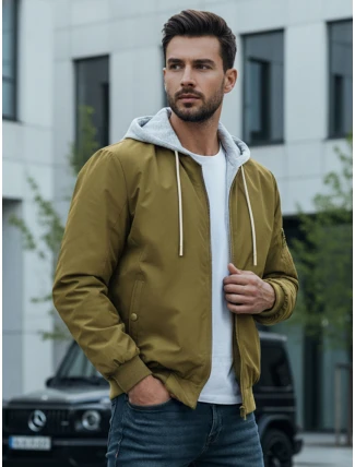 Pánska bunda bomber s kapucňou zelená FashionStreet TX5022