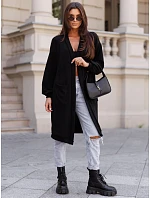 Dlhý dámsky oversize kardigán s vreckami, čierny, FashionStreet MY2583