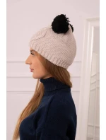 Fleecová čiapka 2 brmbolce K291 béžová