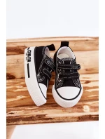 Dziecięce Materiałowe Trampki Na Rzep BIG STAR KK374074 Czarno-Białe