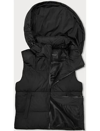 Dámska krátka vesta s kapucňou j.style čierna (16M9112-392) Dámska krátka vesta s kapucňou j.style čierna (16M9112-392)