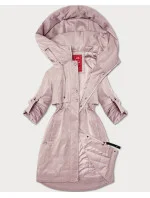 Dámska púdrovo ružová bunda s ohrnutými rukávmi LHD (LHD-24591)
