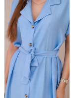 Viskózové šaty so zaväzovaním v páse modré