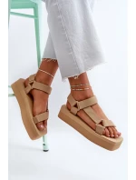 Sandały Damskie Na Platformie Beżowe Edireda