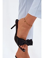 Dámské sandály na jehlovém podpatku s mašlí Černé Jelessa