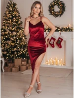 Vínové velúrové šaty KISSES FashionStreet EY2387