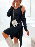 Čierne dámske úpletové šaty so závesom cez oblečenie (8215) Čierne dámske úpletové šaty so závesom cez oblečenie (8215)