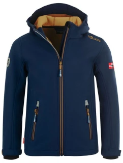 TrollKids Trollfjord softshellová bunda navy blue/gold/yellow (161-146)
