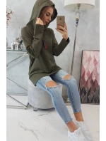 Tunika na zips s kapucňou Oversize khaki farba Tunika na zips s kapucňou Oversize khaki farba