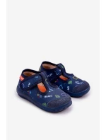 Kapcie Milami Dziecięce Elastyczne Na Rzepy Granatowe Ambette